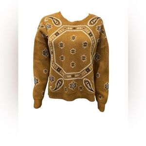 Madewell Bandana Pullover Women's Mustard Paisley Sweater size M